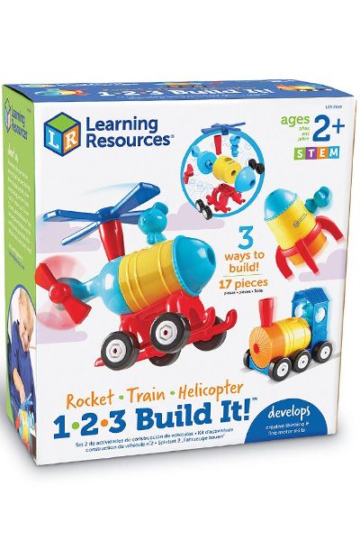 Learning Resources: 1-2-3 Build It! Rocket-Train-Helicopter