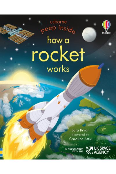 Usborne: Peep Inside How a Rocket Works (Board Book)