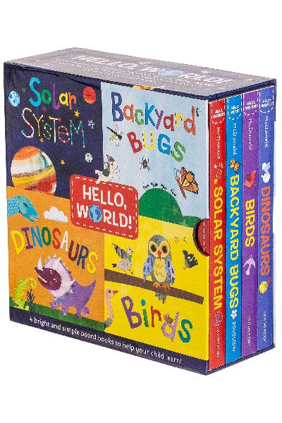 Hello World! Boxed Set: Solar System; Dinosaurs; Backyard Birds; Bugs (Board book)