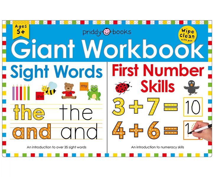 Giant Spiral Wipe-Clean Workbook: Sight Words and First Number Skills