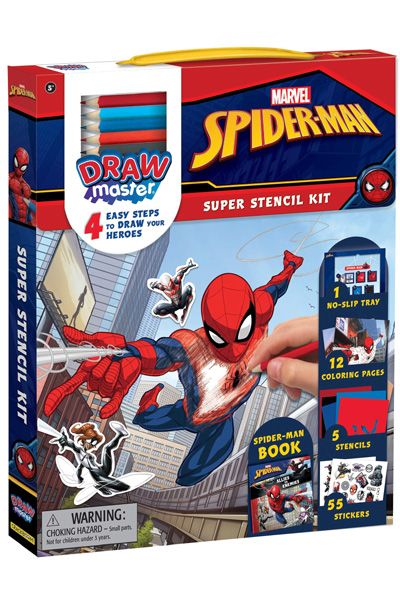 Draw Master: Marvel Spider-Man Super Stencil Kit: 4 Easy Steps to Draw Your Heroes